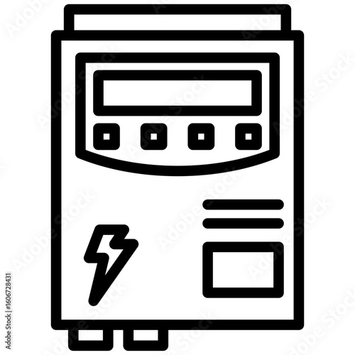 Solar Inverter Outline icon, Black And White Outline Icon Vector.