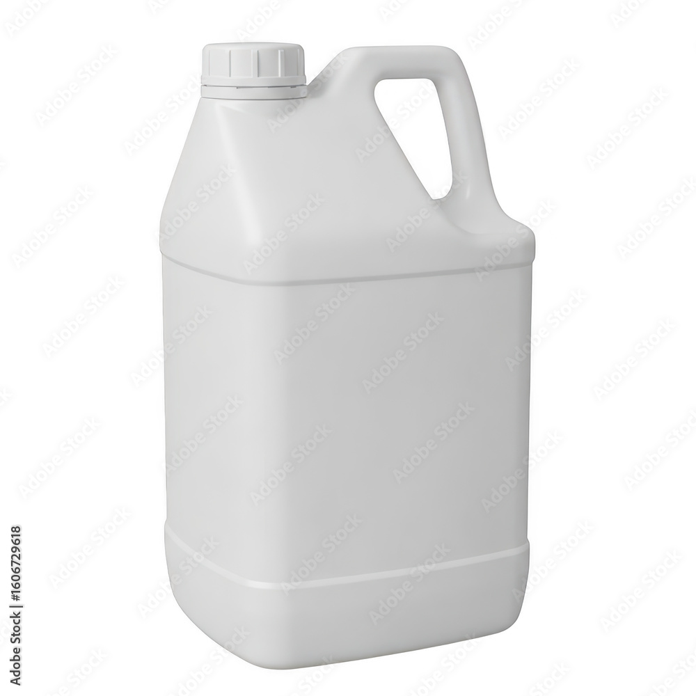 A white plastic jug with a handle and cap suitable for storing and transporting liquids isolated on transparent background A white plastic jug with a handle and cap suitable for storing and transporting liquids isolated on transparent background