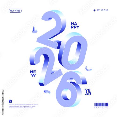 A vibrant and modern design showcasing the year 2026 in a dynamic color combinations