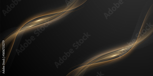 Abstract modern design black background with luxury golden elements vector illustration.
