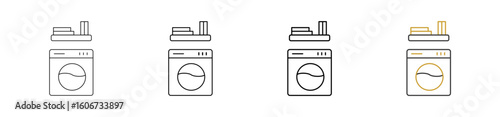 Washing Machine icon set outline style with various sizes