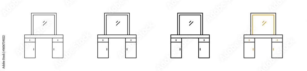 Dresser icon set outline style with various sizes Dresser icon set outline style with various sizes
