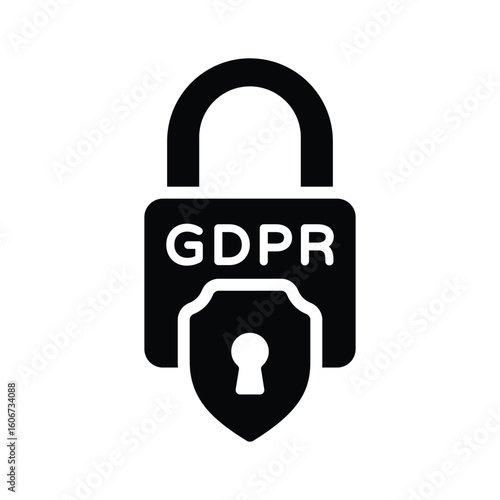 A captivating glyph icon of locked GDPR lock