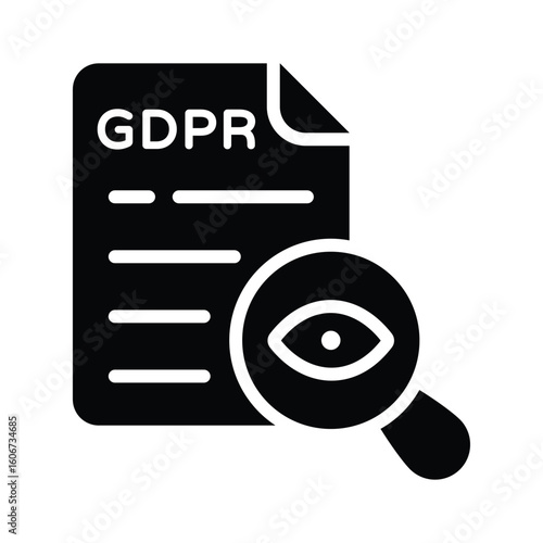 Grab this glyph icon of GDPR proofreading page