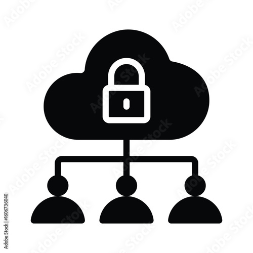 Grab this glyph icon of private cloud data