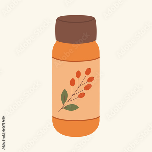 Thermos mug, reusable cup, cup for hot drinks. Travel camping equipment. Vector illustration in flat style