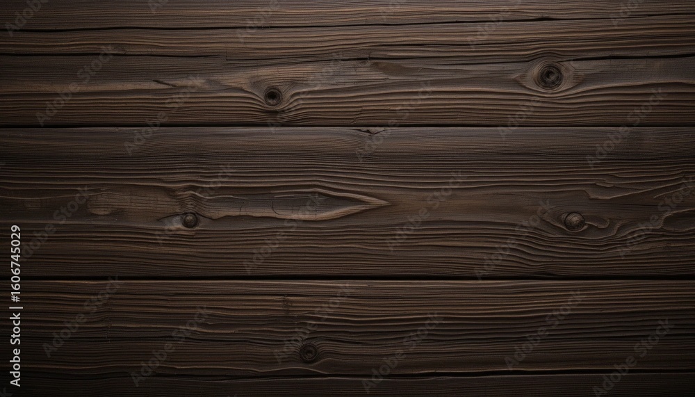 Fototapeta premium Dark brown wood grain with deep horizontal grooves and rich texture for a bold, rustic material background