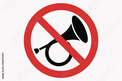 No honking sign warning symbol for quiet zones