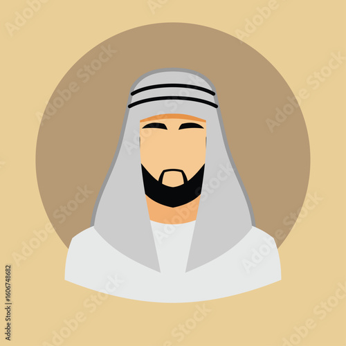 vector illustration of arabian avatar with cream background
