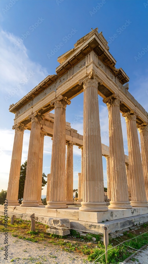 Fototapeta premium Ancient temple columns under a clear sky