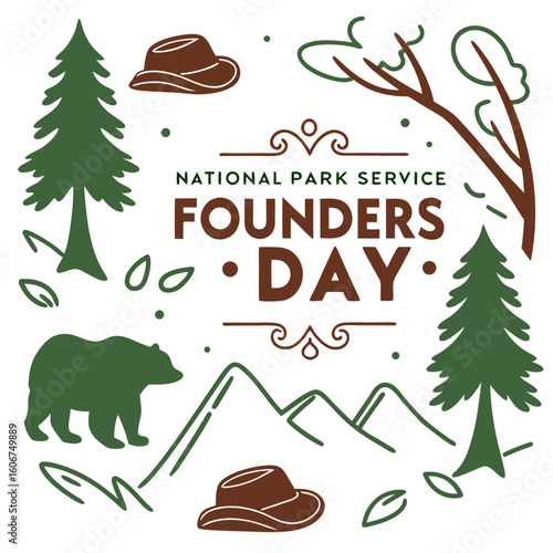 NATIONAL PARK SERVICE FOUNDERS DAY vector illustration