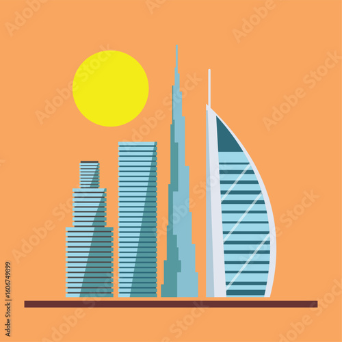 vector illustration of Dubai city bilding landmark sky scrapper