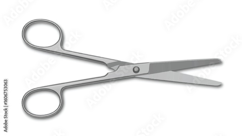 A high-quality product photograph of a medical bandage scissors against a pure white background. 