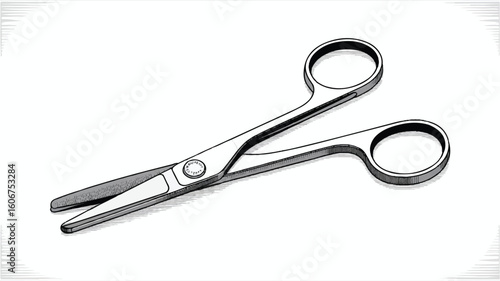 A high-quality product photograph of a medical bandage scissors against a pure white background. 
