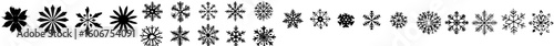 A large collection of blue modern hand drawn doodle watercolor snowflakes is available