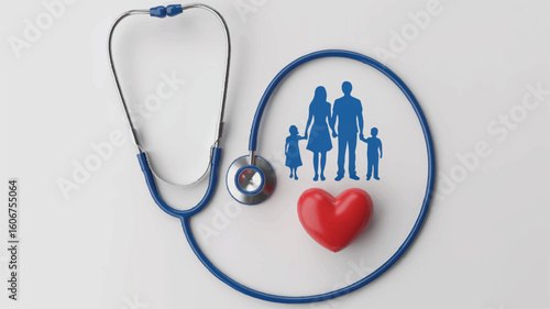 A medical-themed illustration showing a navy blue stethoscope curved in a C-shape against a white background.  