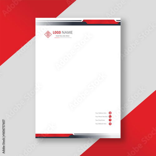 Elegant red corporate letterhead template in a4 size vector design