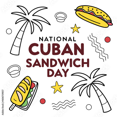 NATIONAL CUBAN SANDWICH DAY vector illustration