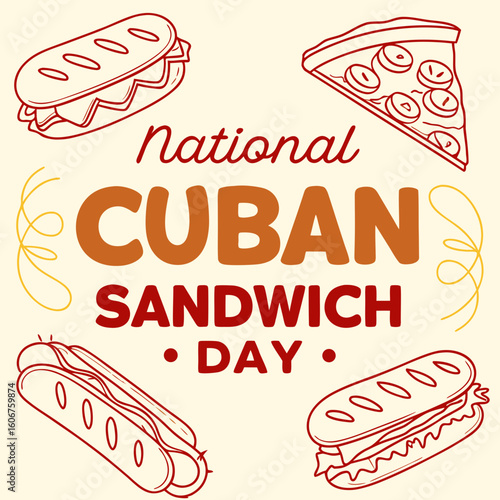 NATIONAL CUBAN SANDWICH DAY vector illustration
