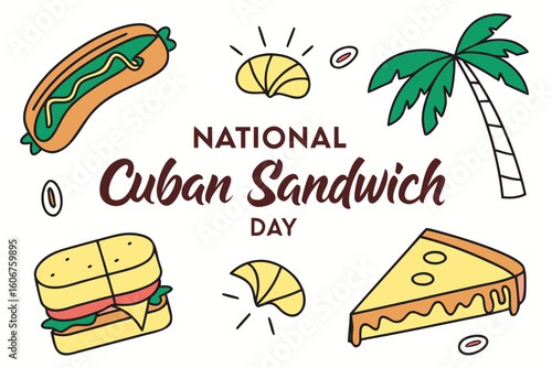 NATIONAL CUBAN SANDWICH DAY vector illustration
