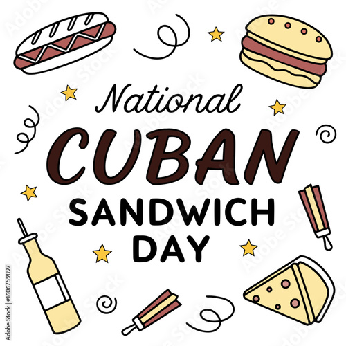 NATIONAL CUBAN SANDWICH DAY vector illustration