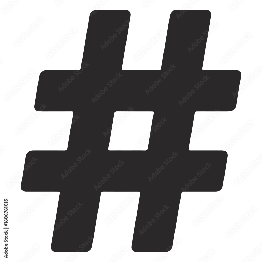 Fototapeta premium Hasttag Sillouette Vector Isloated On White Background