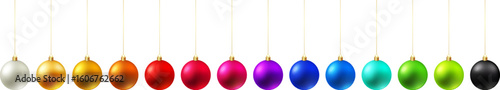 Color Christmas Baubles set isolated on white background.