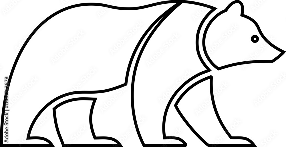 Obraz premium Vector of outlined bear on black, clean and bold for forest branding, wildlife clubs, and hiking products.