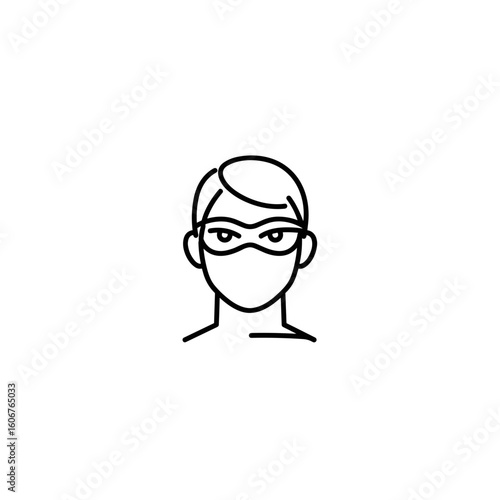 Incognito mode icon featuring a masked person in minimal style on transparent background