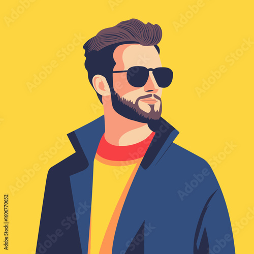 Stylish male upper body character. flat design style minimal vector illustration