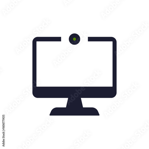 Webcam video computer on white background.