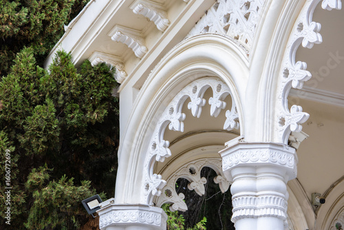 Georgian white gazebo decorations in the park