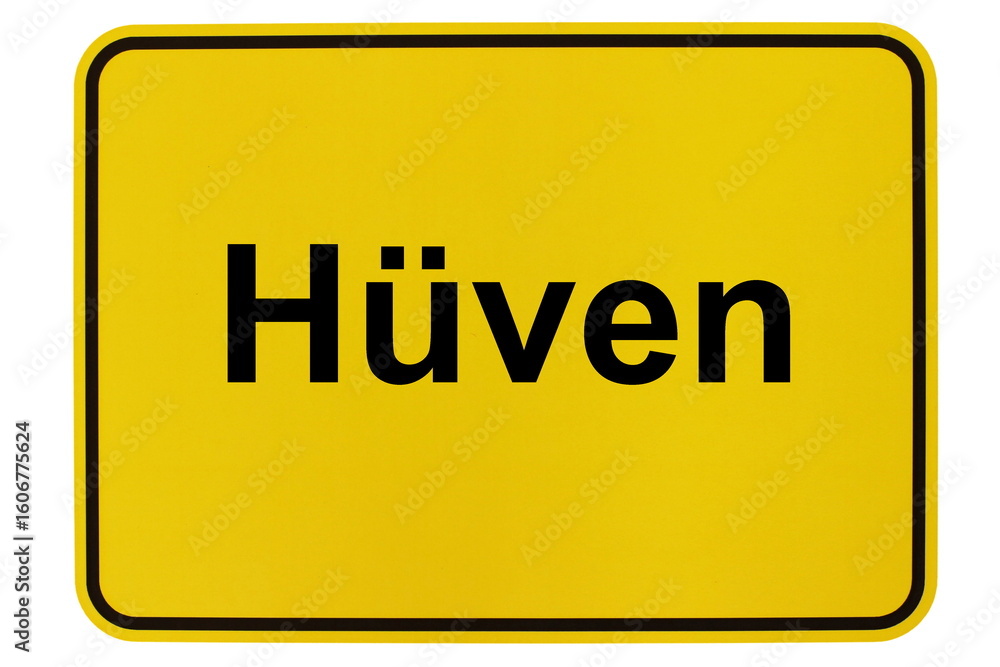 Illustration eines Ortsschildes der Gemeinde Hüven in Niedersachsen Illustration eines Ortsschildes der Gemeinde Hüven in Niedersachsen