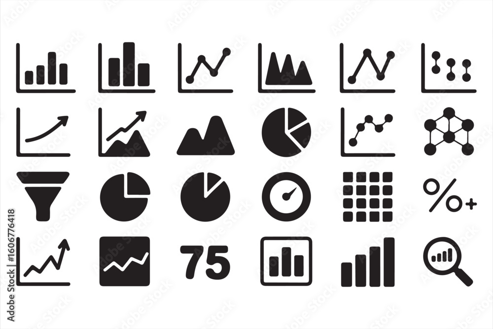 Fototapeta premium Vector Icons for Data Visualization and Analysis