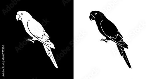 Elegant parrot silhouette, positive and negative space design.