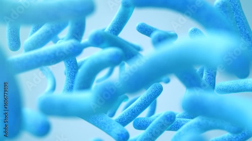 Lactobacillus bacteria, probiotic medical background 3d illustration.