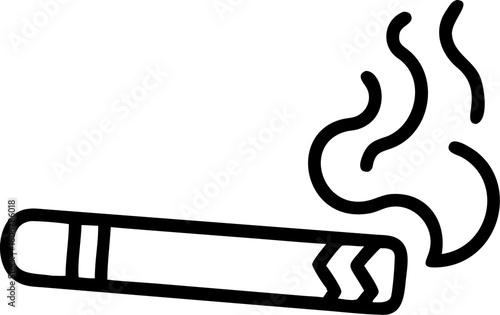 cigarette butt vector icon on white or transparent background. Smoking Stroke icon collections. Editable Stroke icon collection Outline icon.