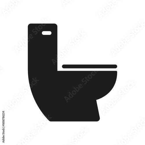 Toilet Solid Icon. Bathroom Fixture And Sanitation Equipment Silhouette Symbol. Restroom, Hygiene, And Plumbing Sign. Isolated Vector Illustration