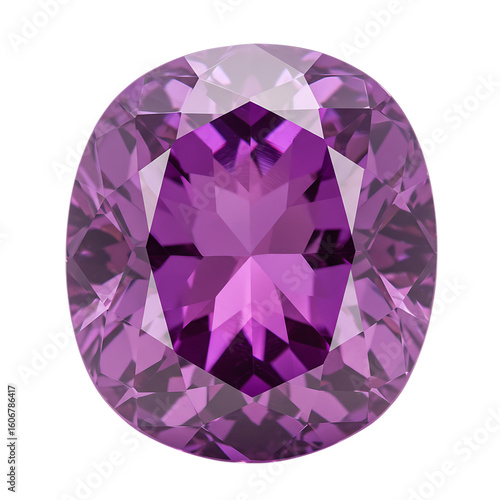 A stunning oval cut purple amethyst gemstone isolated on a transparent background isolated on transparent background