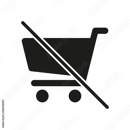 Shopping Cart With Slash Solid Icon. No Shopping, Restriction, Or Prohibition Symbol In E-Commerce And Retail. Indicates Limited Access Or Banned Shopping Activities. Isolated Vector Illustration