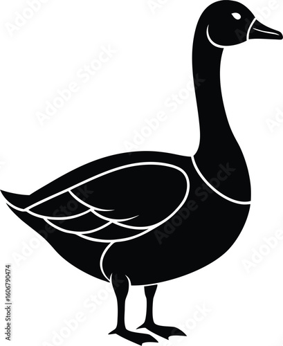 Minimal goose silhouette isolated on transparent background