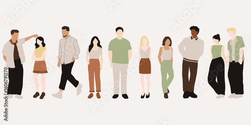 flat minimal people male and female vector illustration in spring summer clothing concept isolated set collection. For architecture rendering, graphic design, info graphic, media