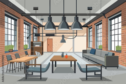  Industrial Loft Interior Design Vector 