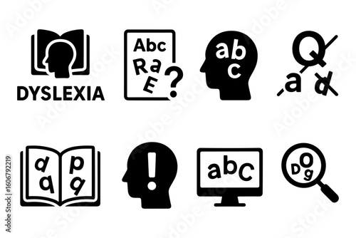 Dyslexia awareness symbols and icons for education and learning support