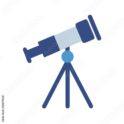 Illustration of a telescope on a tripod, concept of astronomy and exploration, scientific tool
