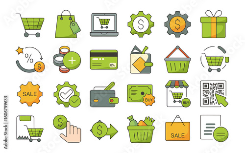 Collection of e commerce and online shopping icons