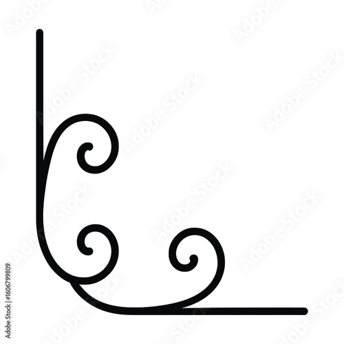 Elegant Ornament: An elaborate black wrought ironwork scroll frame design isolated on white.