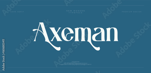 Axeman  alphabet font. Minimalistic letters and numbers. Stock vector typescript for your typography design.