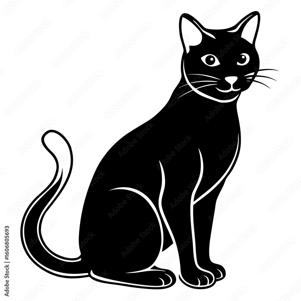 Obraz premium Cat vector silhouette black design white background