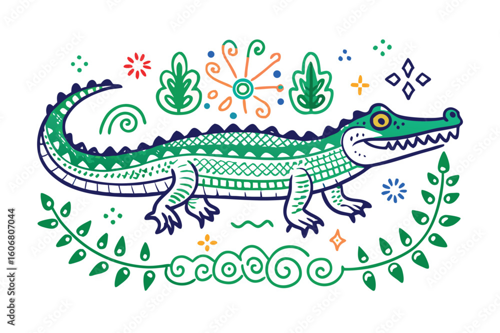 Obraz premium Beautiful Crocodile with white background